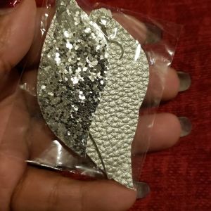 Silver and gray leaf earrings